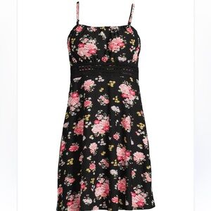 No Boundaries Crochet Waist Floral Mini Dress XL